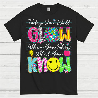 Glow with Knowledge Teacher T Shirt