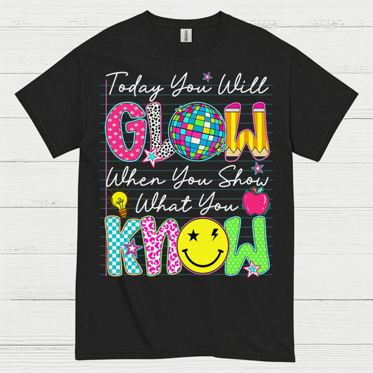 Glow with Knowledge Teacher T Shirt