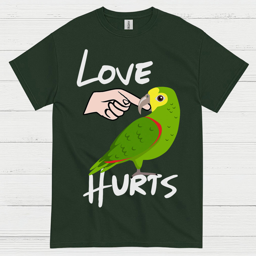 Love Hurts Funny Parrot T Shirt