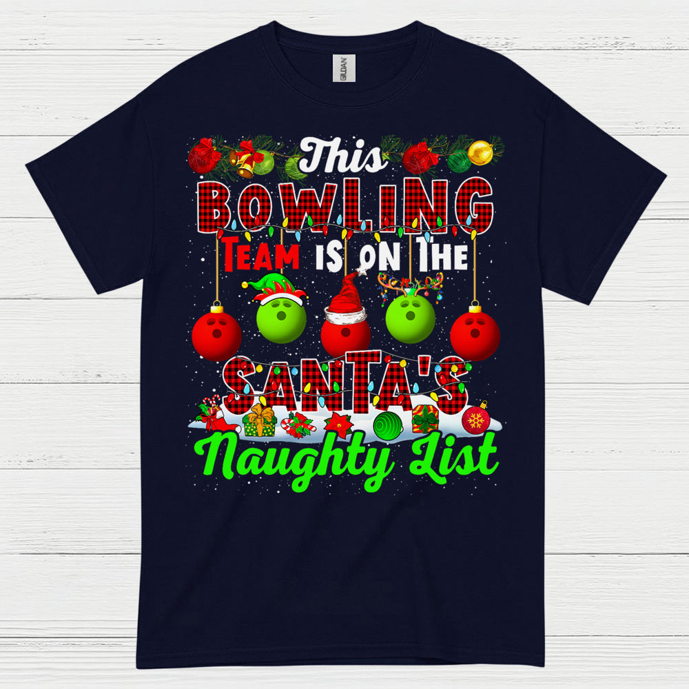 Bowling Team Naughty List Christmas T Shirt
