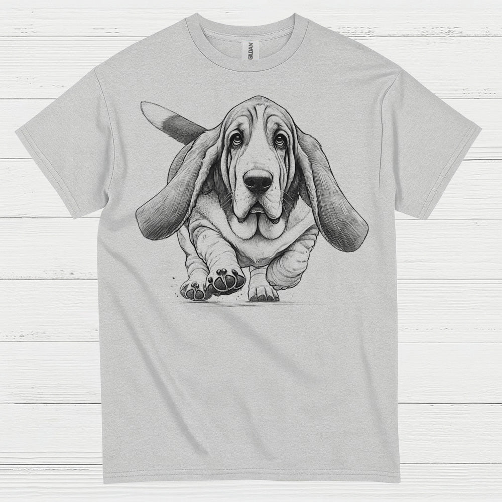 Cute Basset Hound Sketch Art T Shirt