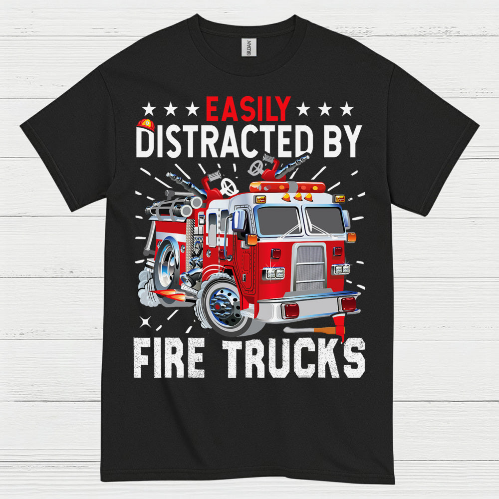 Easily Distracted By Fire Trucks T Shirt