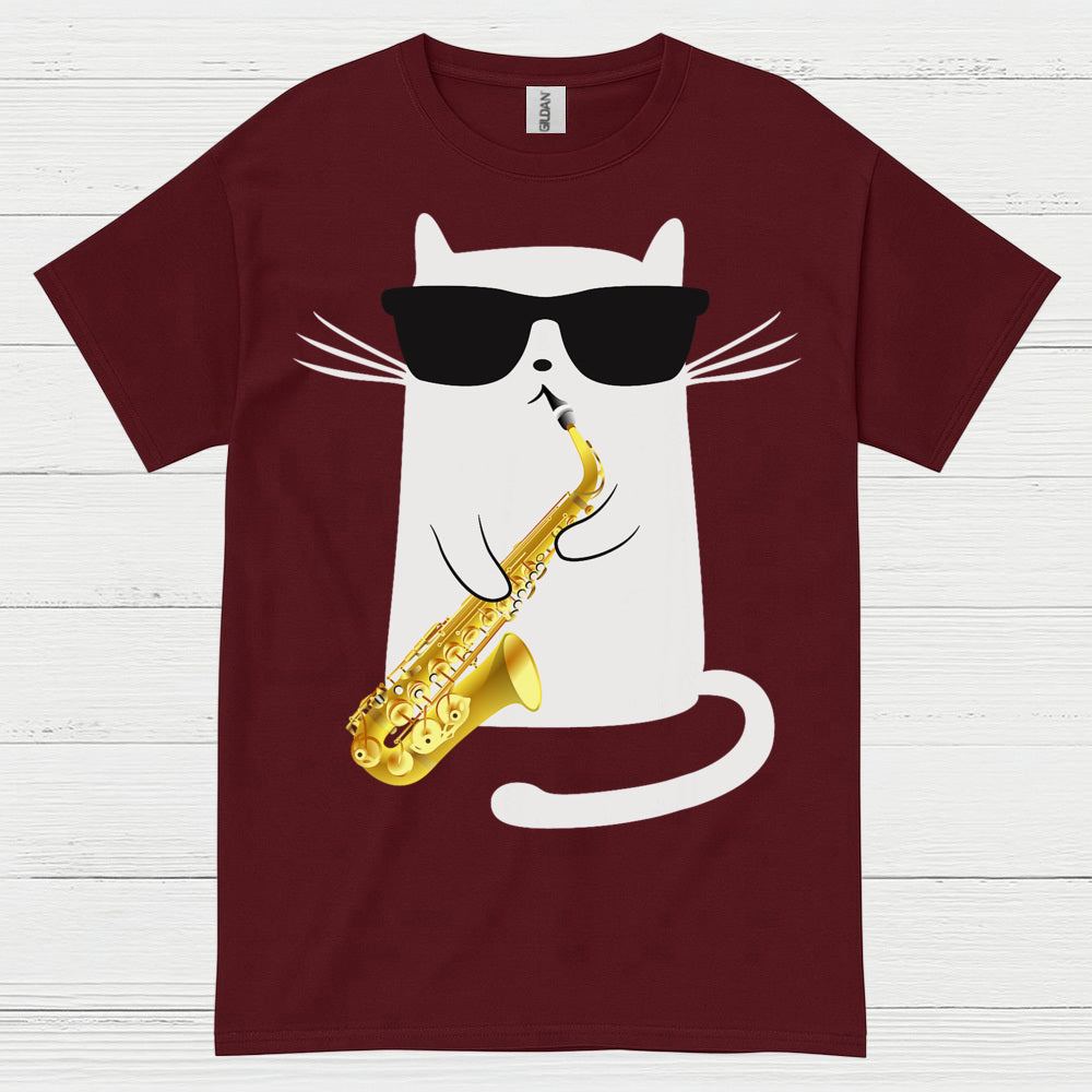 Cool Cat Playing Saxophone T Shirt