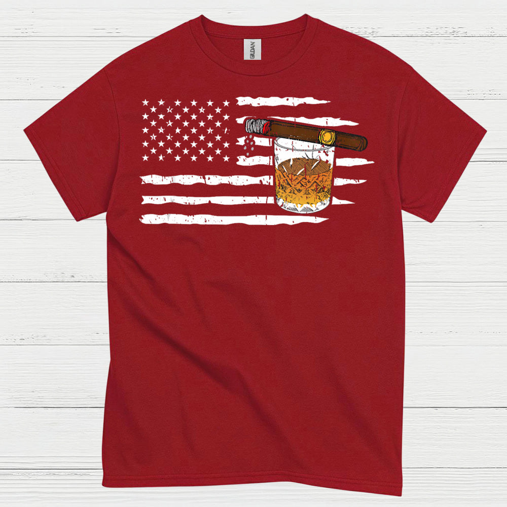 American Flag Whiskey And Cigar T Shirt