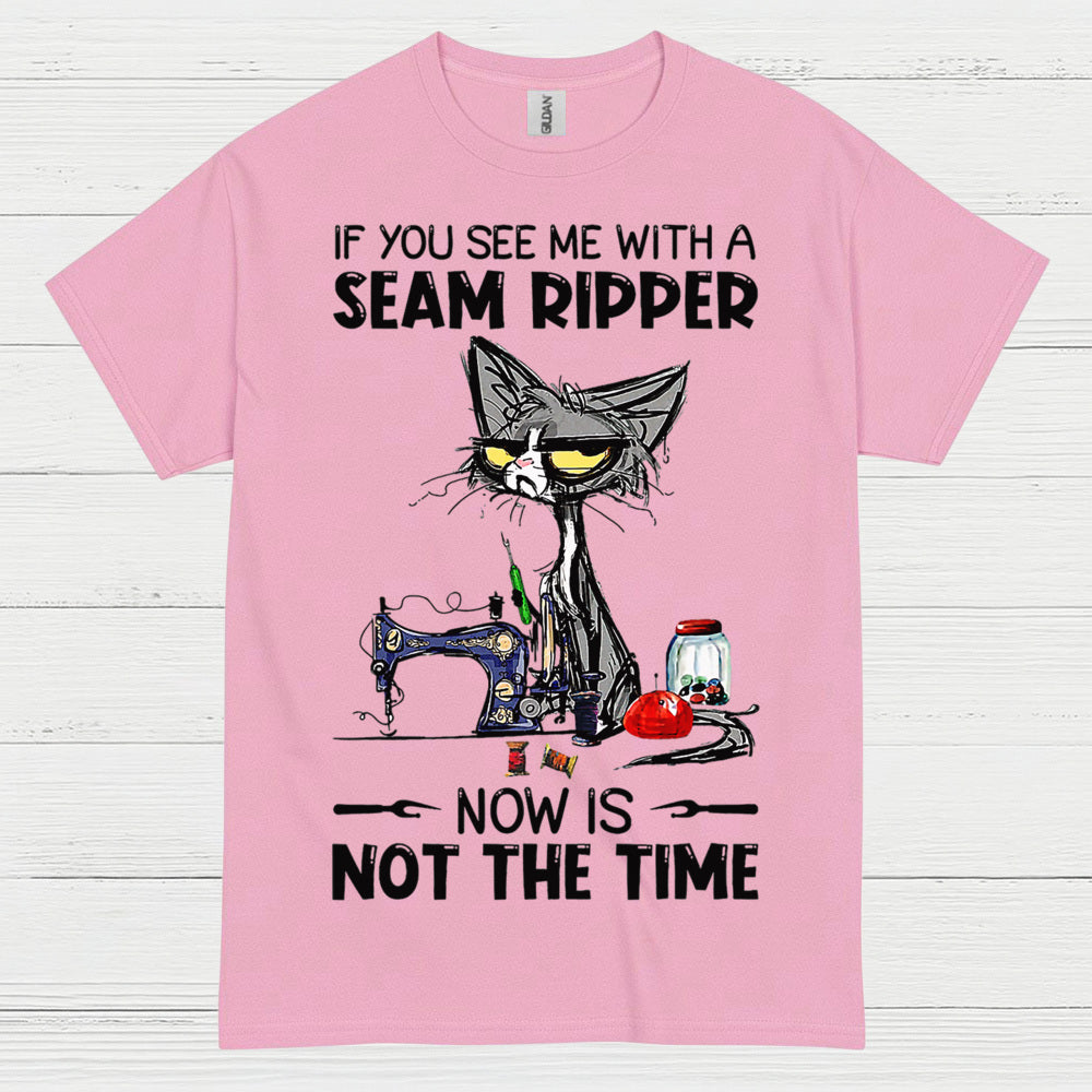 Seam Ripper Cat Sewing Humor T Shirt