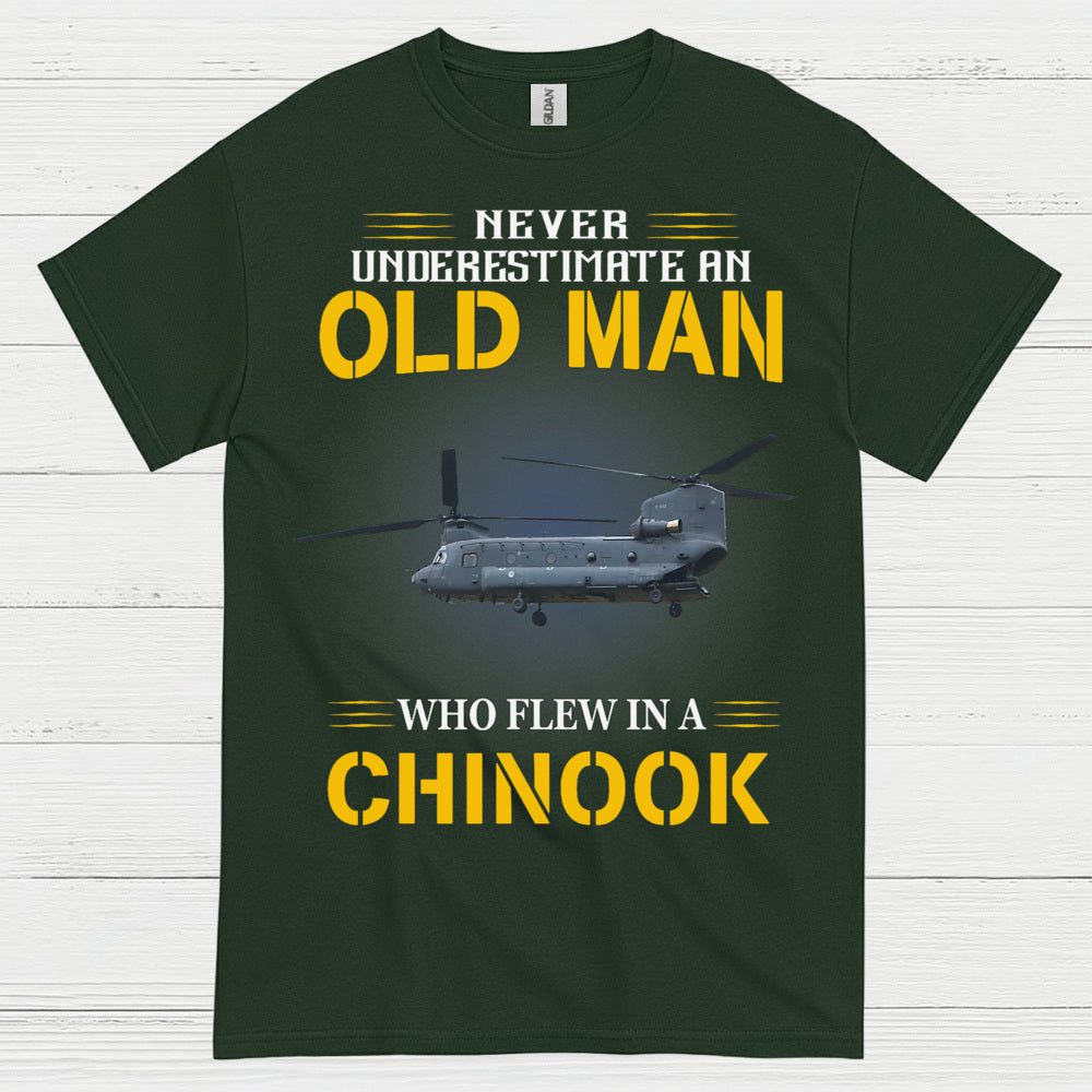Never Underestimate An Old Man Chinook T Shirt