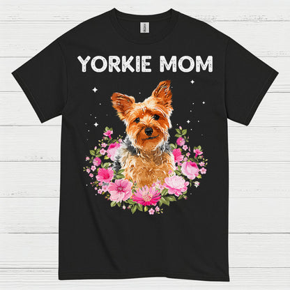 Yorkie Mom Floral Dog Lover T Shirt