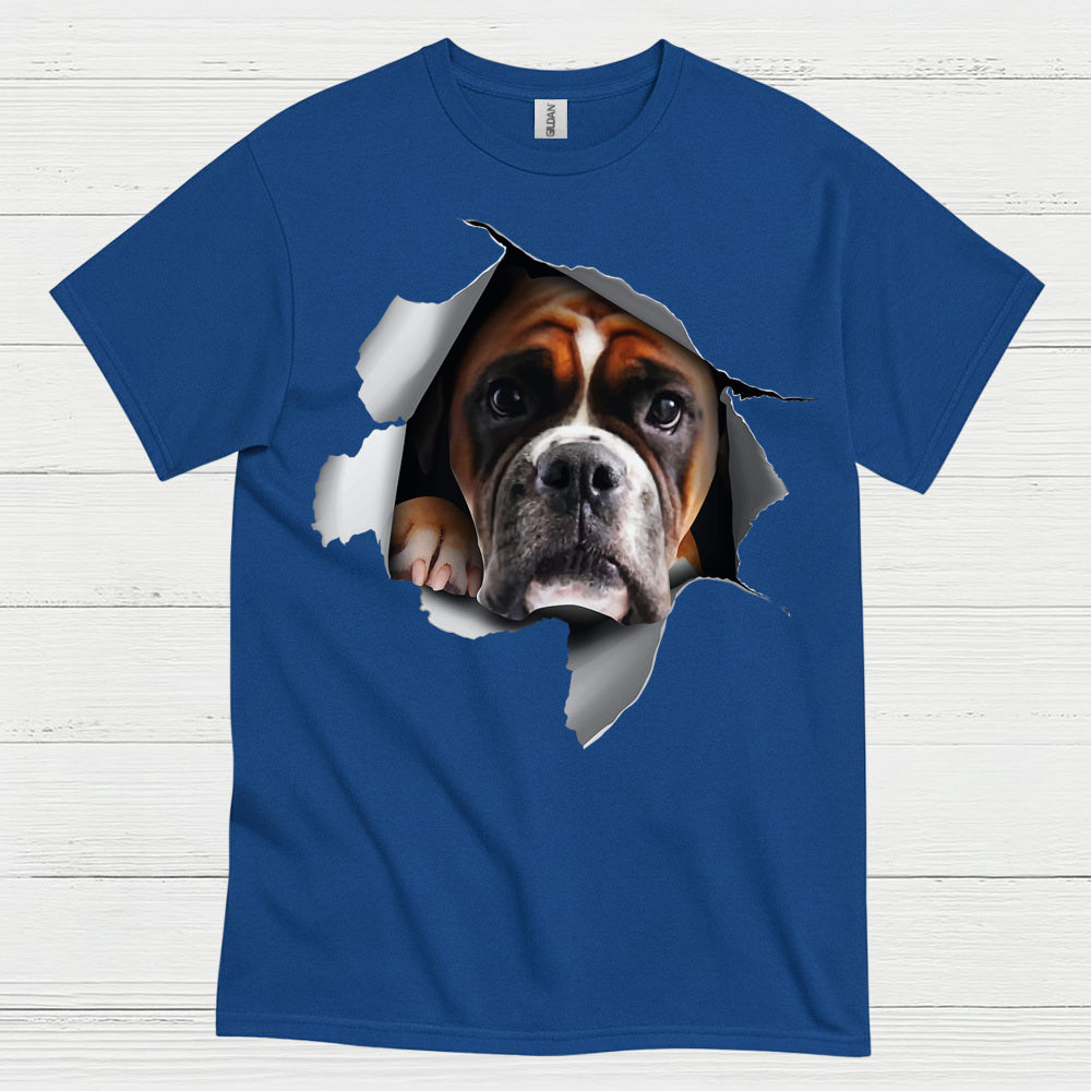 Peeking Boxer Dog T Shirt