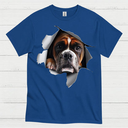 Peeking Boxer Dog T Shirt
