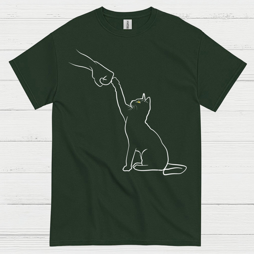 Cat High Five Minimal Line Art T Shirt