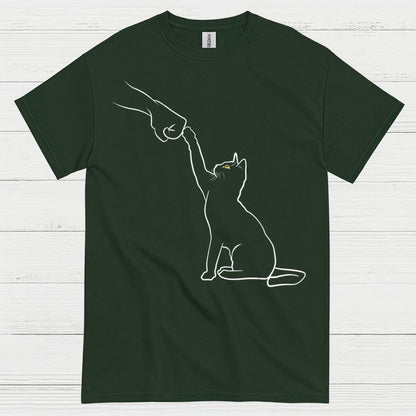 Cat High Five Minimal Line Art T Shirt