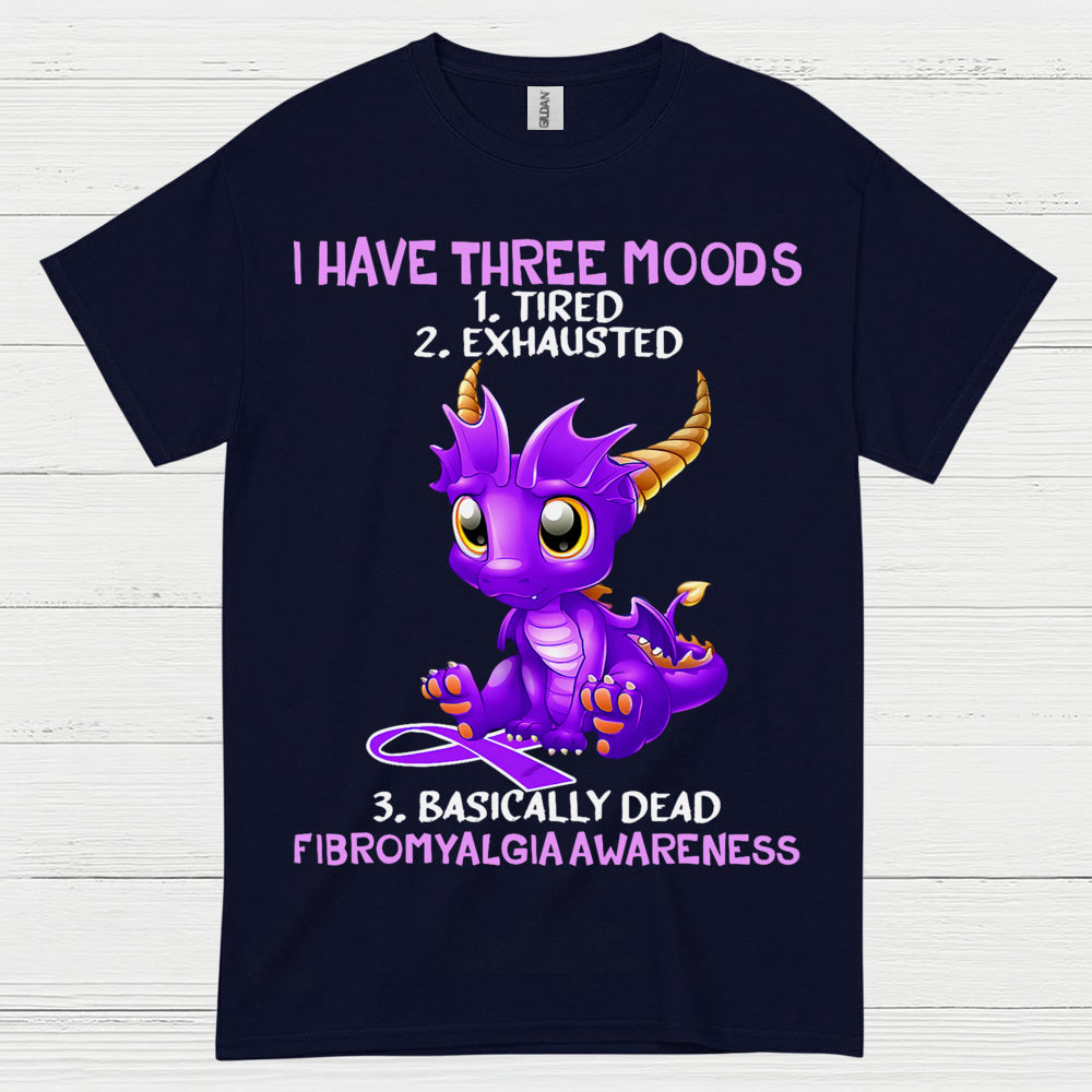 I Have Three Moods Fibromyalgia Awareness Dragon T Shirt