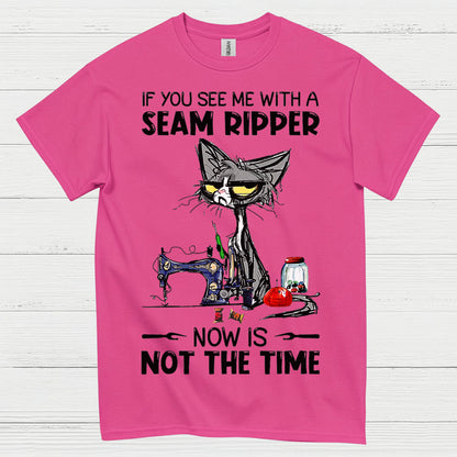 Seam Ripper Cat Sewing Humor T Shirt