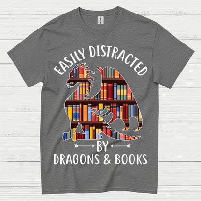 Easily Distracted By Dragons And Books T Shirt