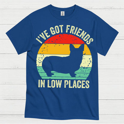 Low Places Friends Corgi Retro T Shirt