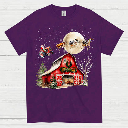Christmas Farm Santa Tractor T Shirt