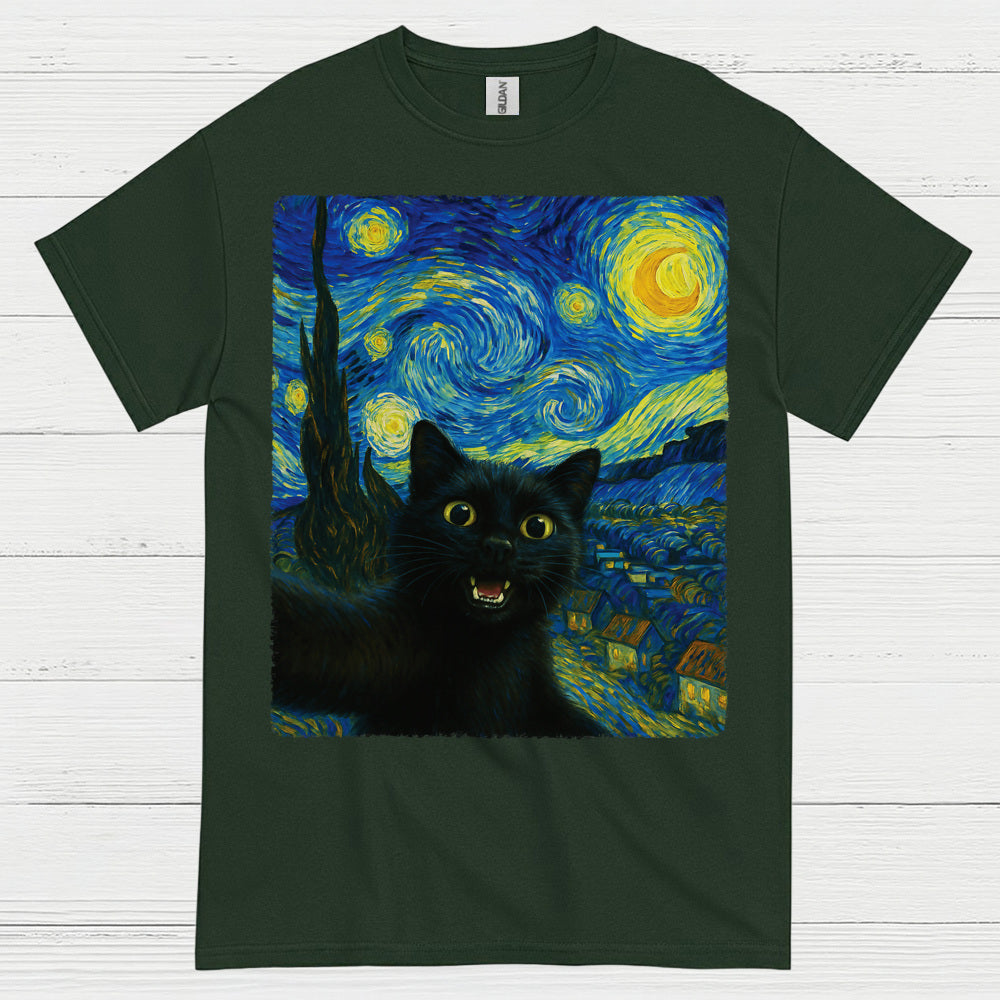 Playful Black Cat Art T Shirt