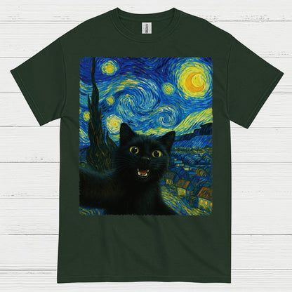 Playful Black Cat Art T Shirt