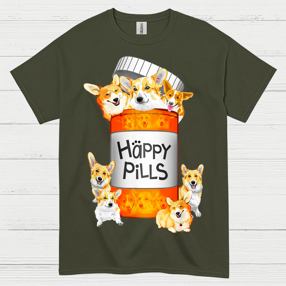 Happy Pills Corgi Dog T Shirt