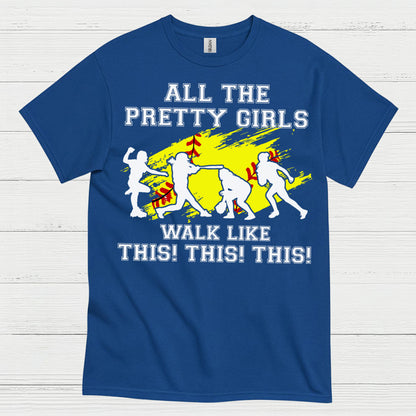 Pretty Girls Softball Walk Style T Shirt