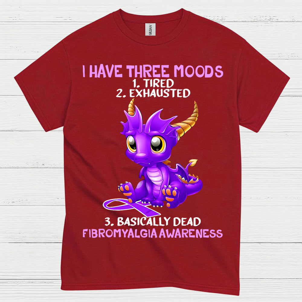 I Have Three Moods Fibromyalgia Awareness Dragon T Shirt