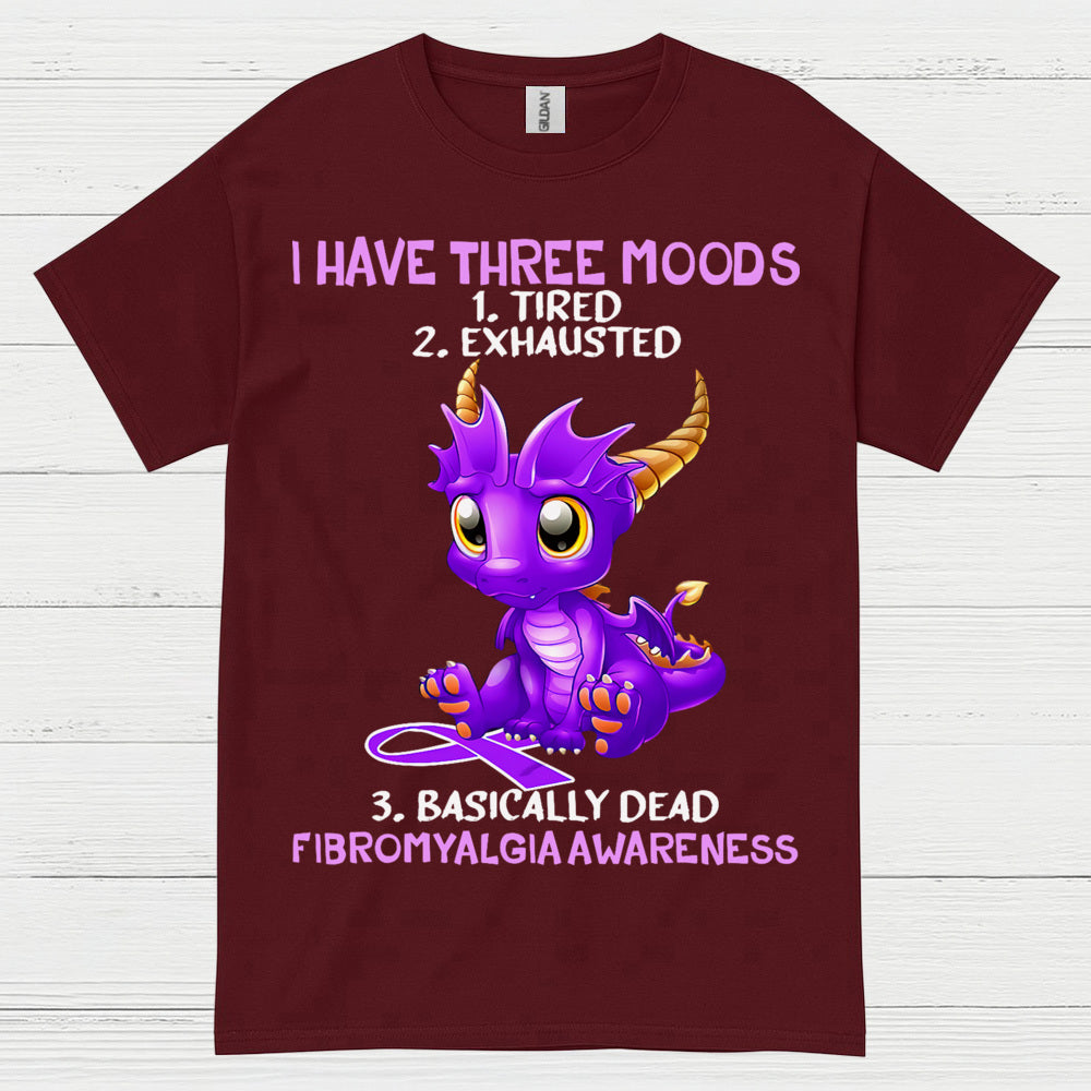 I Have Three Moods Fibromyalgia Awareness Dragon T Shirt