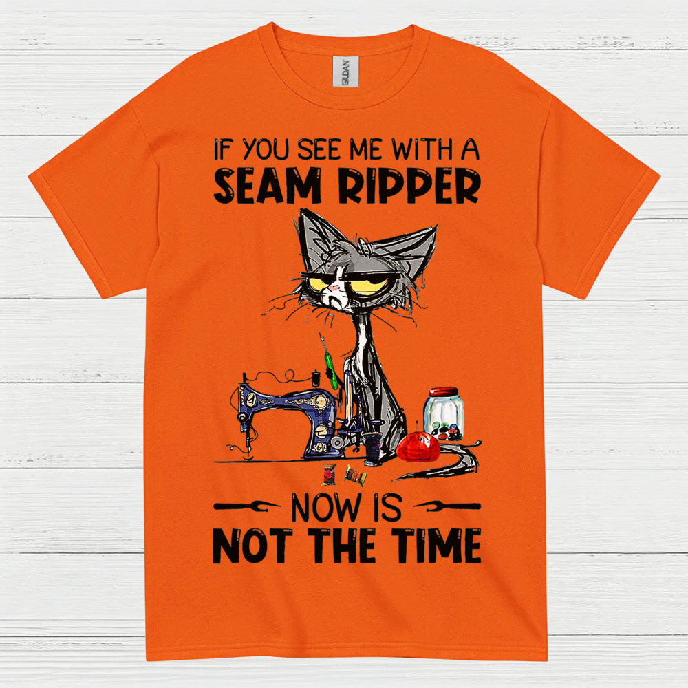 Seam Ripper Cat Sewing Humor T Shirt