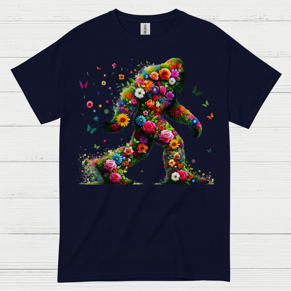 Floral Bigfoot Art T Shirt