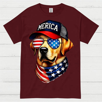 Patriotic Dog America Graphic T Shirt