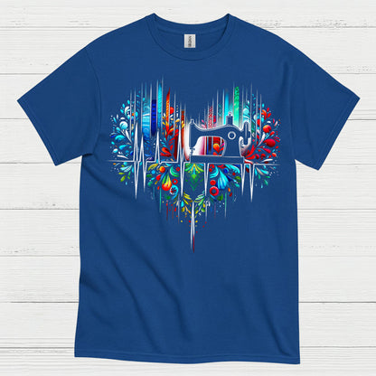 Sewing Machine Heartbeat Floral T Shirt
