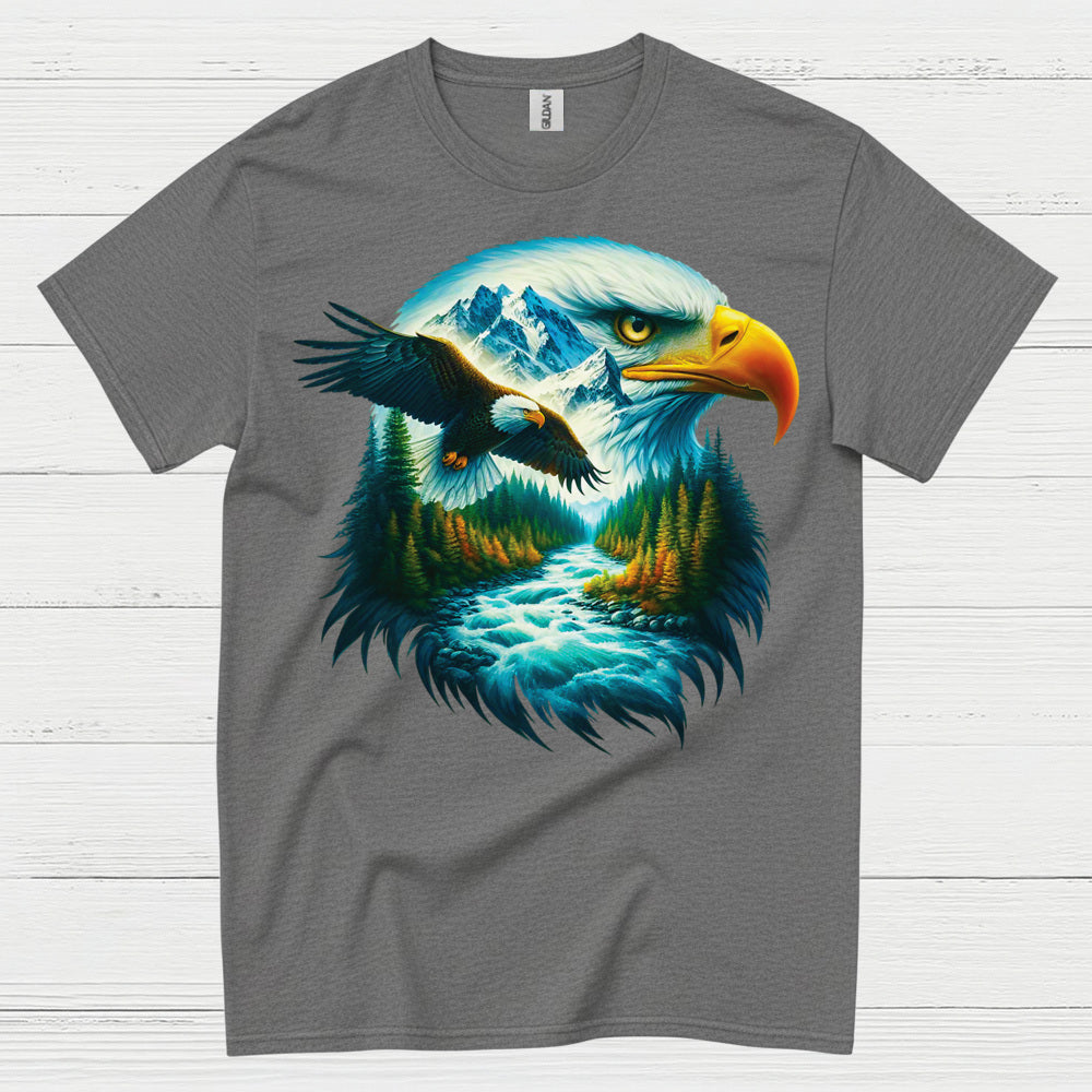 Majestic Bald Eagle Mountain River Wilderness T Shirt