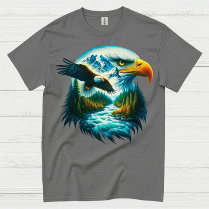Majestic Bald Eagle Mountain River Wilderness T Shirt
