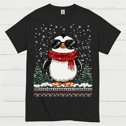 Cool Winter Penguin Christmas Graphic T Shirt