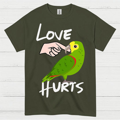 Love Hurts Funny Parrot T Shirt