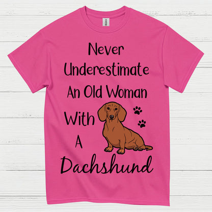 Never Underestimate An Old Woman With A Dachshund T Shirt