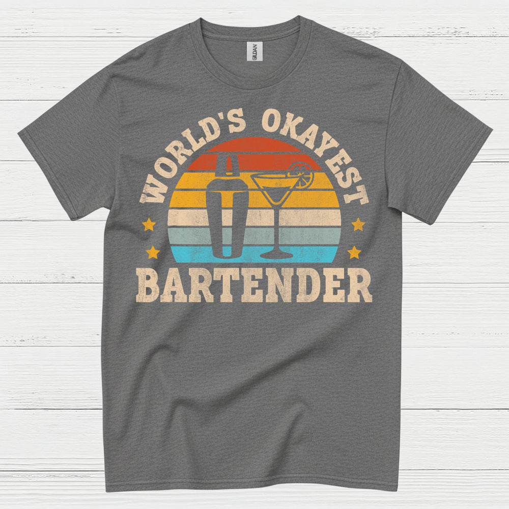 Worlds Okayest Bartender Vintage T Shirt