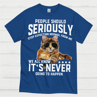 Stop Expecting Normal Cat Humor T Shirt