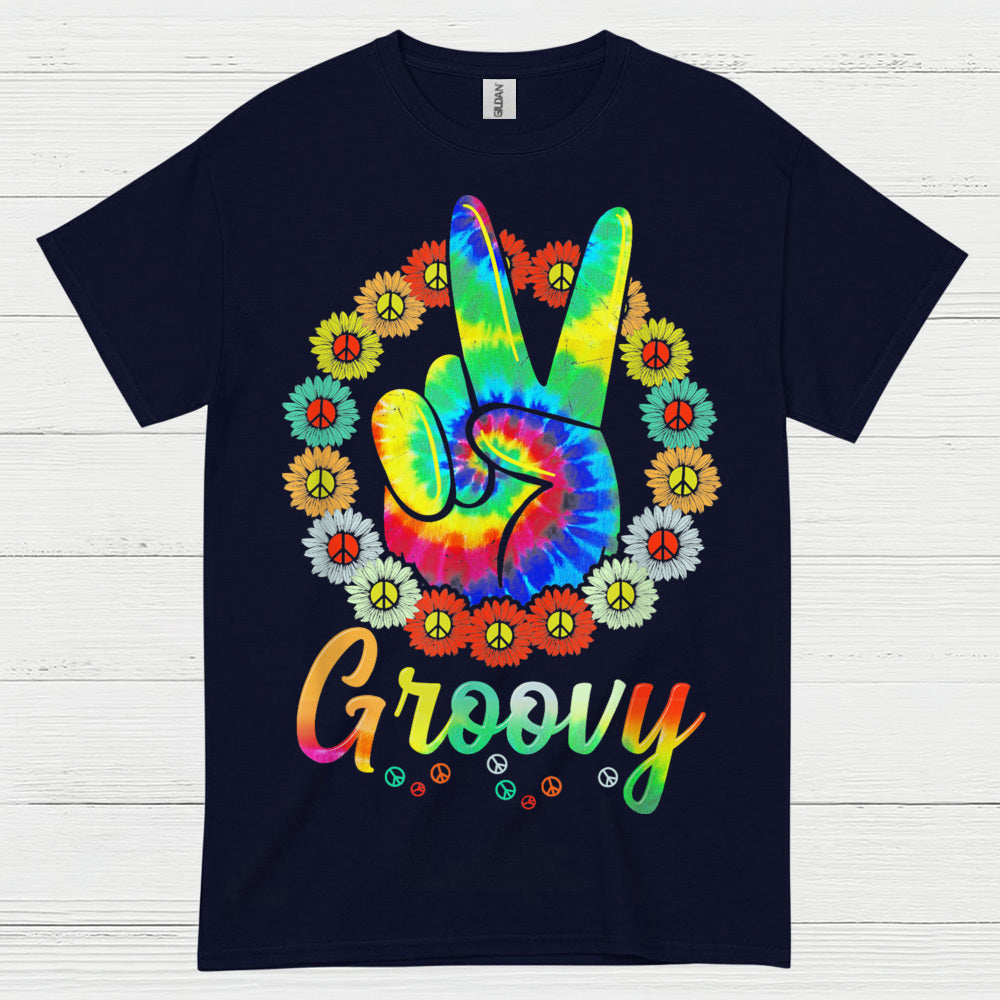 Groovy Tie Dye Peace Sign T Shirt