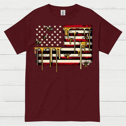 Patriotic Bee American Flag T Shirt