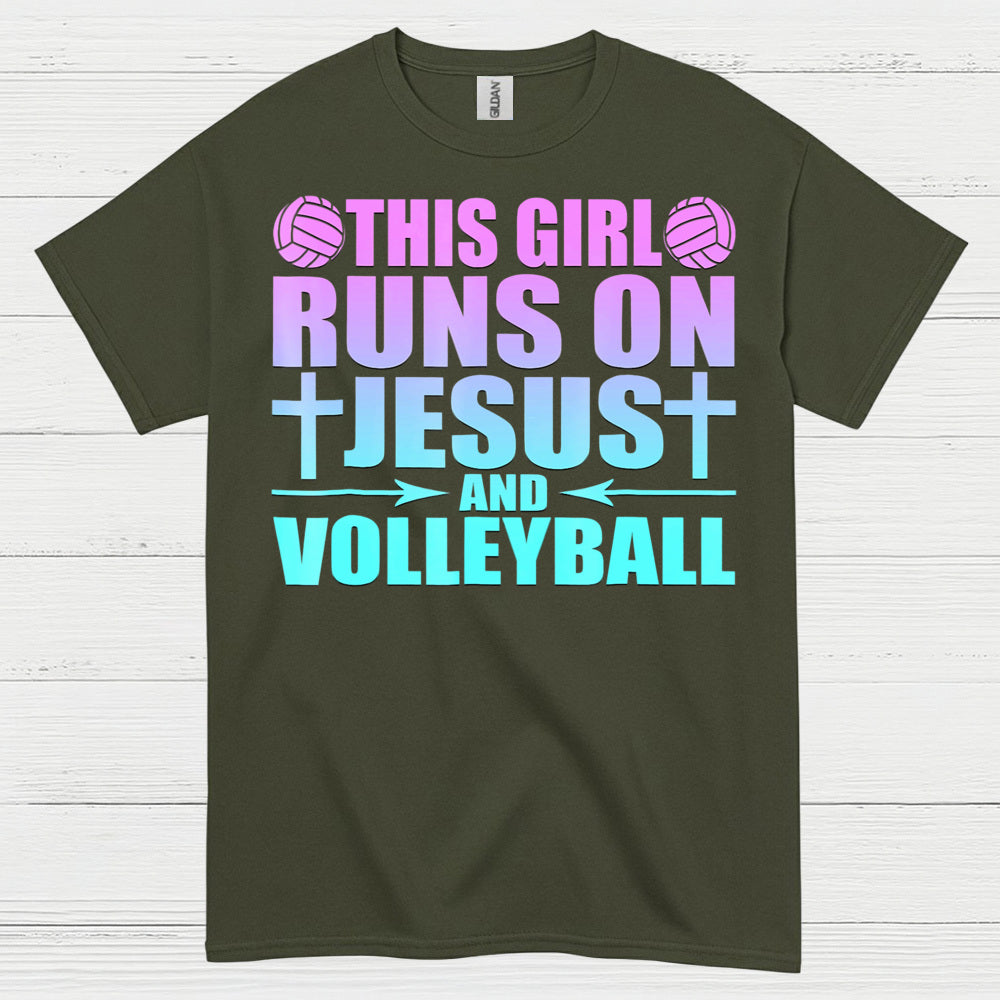 This Girl Runs On Jesus And Volleyball T Shirt