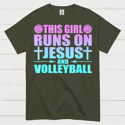 This Girl Runs On Jesus And Volleyball T Shirt