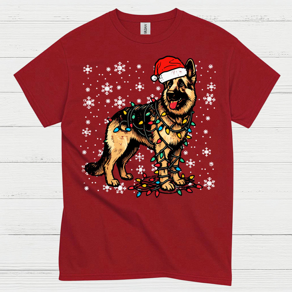 German Shepherd Christmas Lights T Shirt