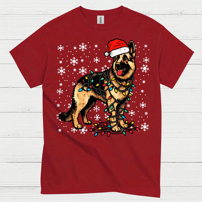 German Shepherd Christmas Lights T Shirt