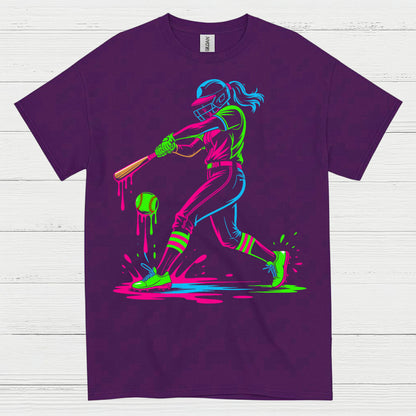 Neon Softball Girl Swing T Shirt