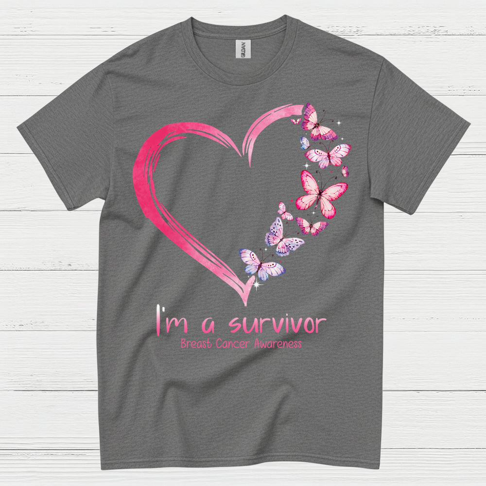 Breast Cancer Survivor Butterfly Heart T Shirt