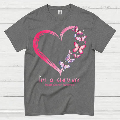 Breast Cancer Survivor Butterfly Heart T Shirt