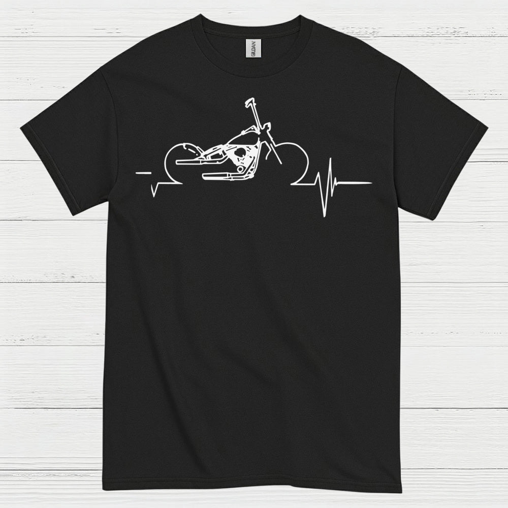 Motorcycle Heartbeat Line Art T Shirt