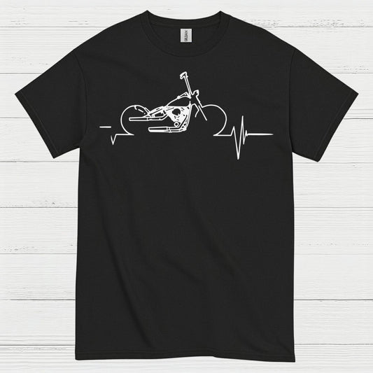 Motorcycle Heartbeat Line Art T Shirt