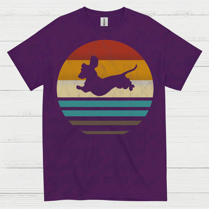 Retro Dachshund Silhouette Sunset T Shirt
