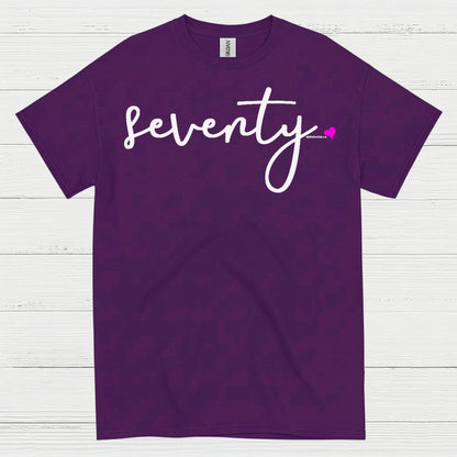 Seventy Minimal Script Birthday T Shirt